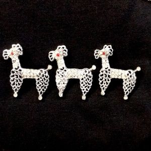 Vintage LOT of Silver Tone Poodle Brooch